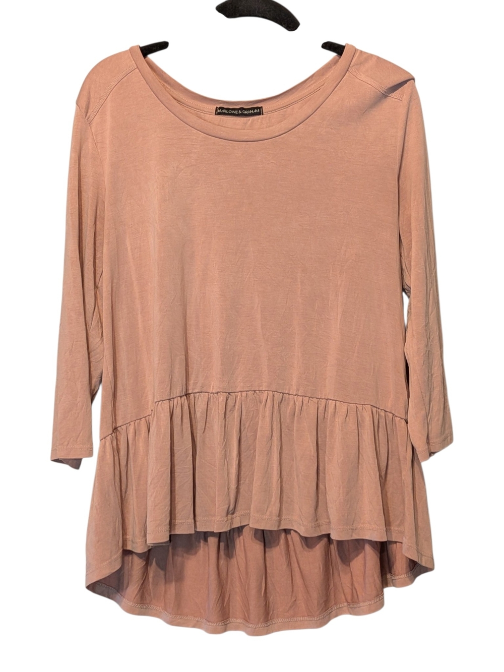 Soft Ruffle Hem Cottagecore Women's Top in Dusty Rose